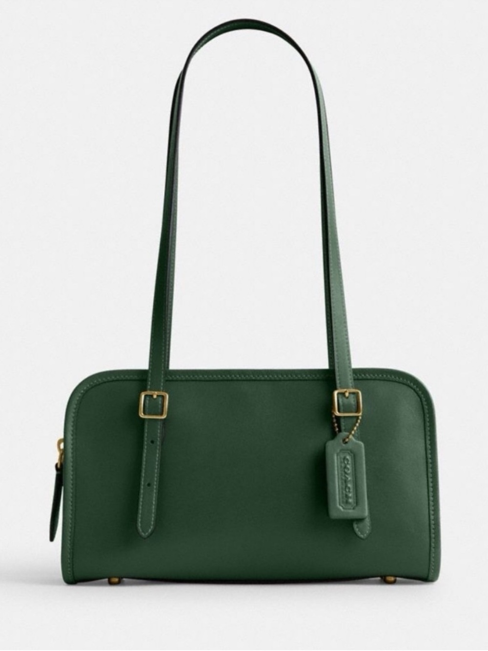 Coach Hunter Green Swing Zip Leather Shoulder Bag with Gold Hardware